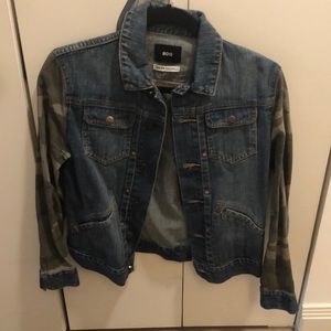 Cropped jean jacket with camp detail